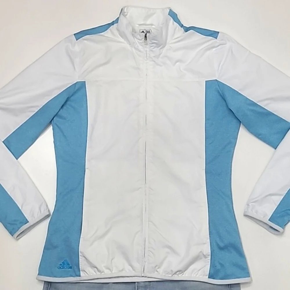 Adidas Climaproof Golf Jacket Full Zipper Windbreaker Water Resistant Crewneck